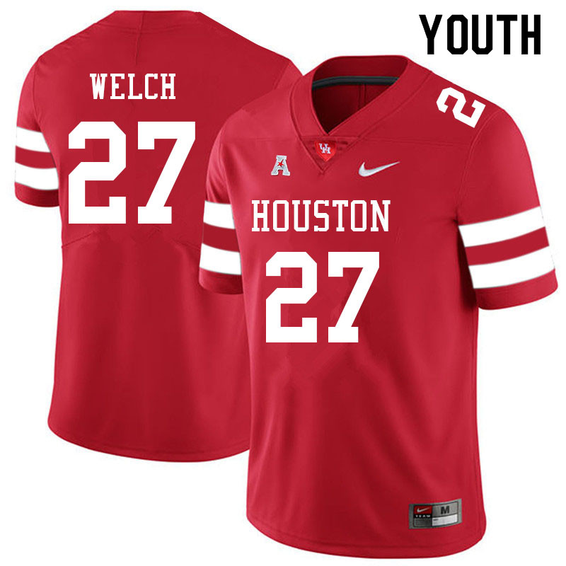 Youth #27 Mike Welch Houston Cougars College Football Jerseys Sale-Red